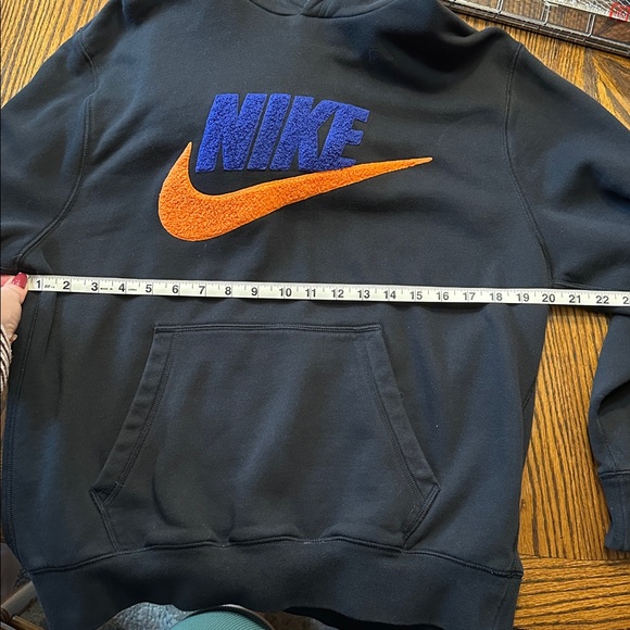 Nike Men's Black Hoodie with Vibrant Orange and Blue Logo - Picture 6 of 7